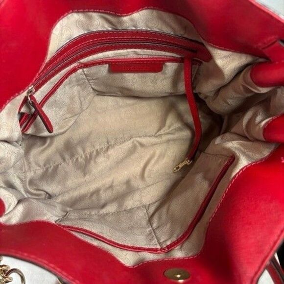 Michael Kors Hamilton Large Red Leather Satchel Tote Shopper Shoulder Bag Purse - Picture 7 of 16